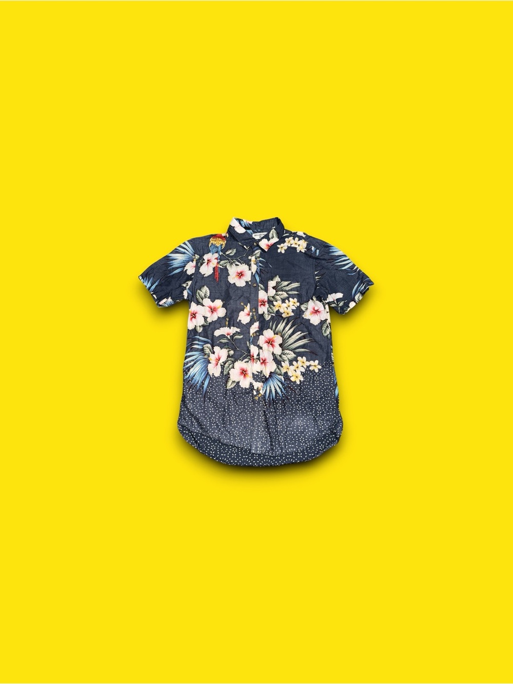Billabong Sundays Shirt Small Blue Tropical Floral Print Button Up Tailored Fit